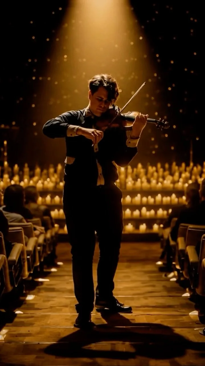 Solo de violino no corredor da plateia